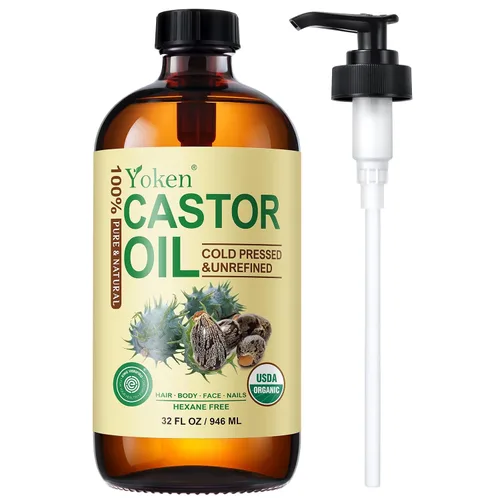Vista 7 de Yoken Aceite de ricino verificado por EWG - Botella de vidrio de 4 onzas – 100% puro, prensado en frío, sin hexano, aceites de ricino virgen