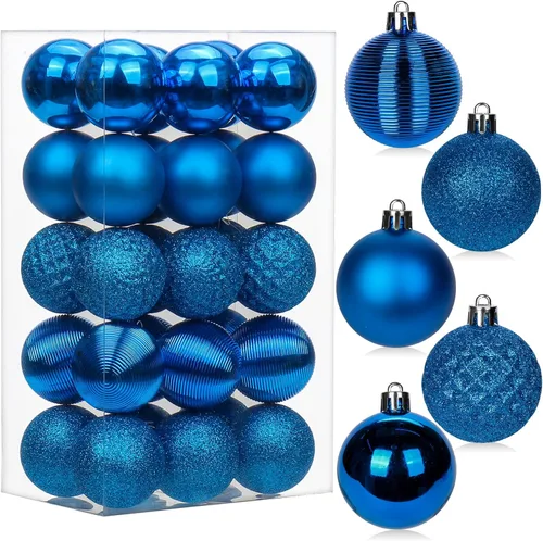 Vista 46 de 30 piezas de adornos de bola de árbol de Navidad irrompibles negros para decoración navideña