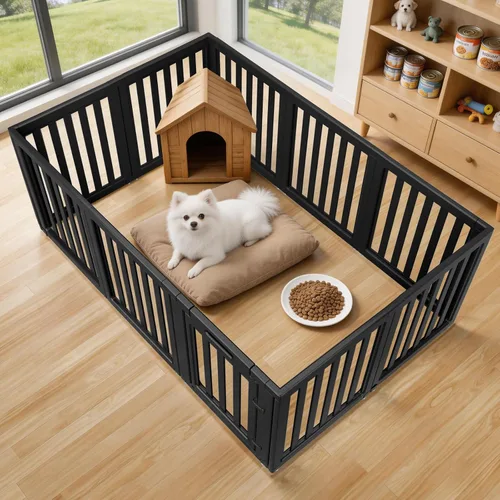 Vista 20 de Corralito para perros, corral transparente para perros, corral para perros en interiores, fácil de instalar y quitar, corralito para cachorros