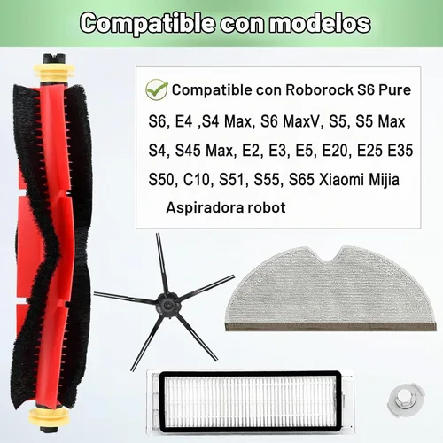 Vista 2 de Paquete de 13 piezas de repuesto compatibles con Roborock S6 Pure S6 E4 S4 Max S6 MaxV S5 S5 Max S4 E2 E3 E5 E20 E25 E35 Xiaomi Mijia Robot 1