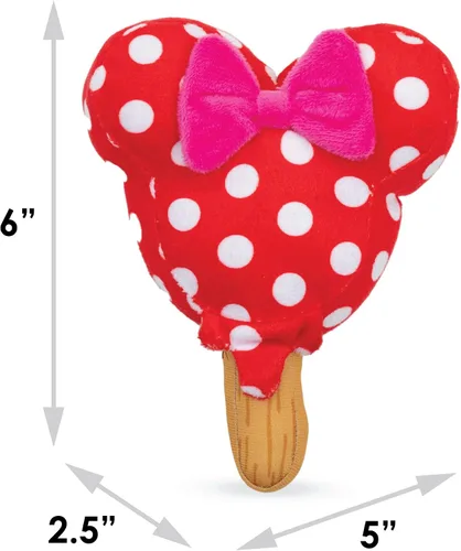 Vista 4 de Buckle-Down Juguete para perros de Disney, helado de Minnie Mouse con orejas y lazo rojo para mascotas, peluche