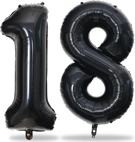 Vista 84 de Globos negros del número 10 para decoraciones de cumpleaños número 10, globos de helio de mylar de lámina de 40 pulgadas negros del número 1 & 0