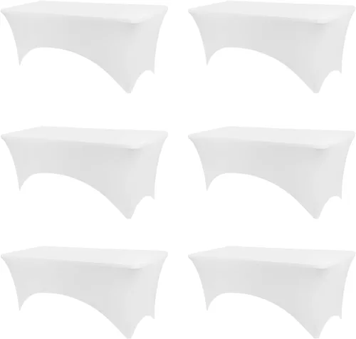 Vista 11 de BDDC - Funda de mesa ajustada de 4 pies, manteles de elastano negros, manteles elásticos lavables y resistentes a las arrugas para eventos, bodas