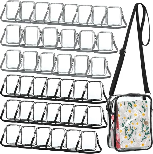 Vista 8 de Cunno Bolso cruzado transparente aprobado para estadios, bolso de hombro de PVC para mujer, trabajo, negocios, viajes, conciertos, eventos deportivos