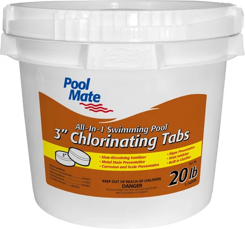 Vista 16 de Pool Mate Piscina todo en 1 de 4 libras con pestañas de cloro de 3 pulgadas, tabletas de cloro de 3 pulgadas, desinfectante, clarificador, inhibidor