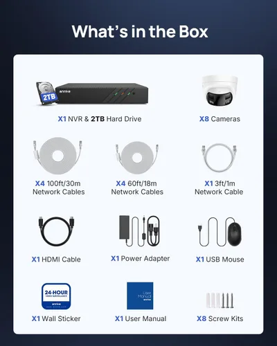 Vista 17 de ANNKE Sistema de cámara de seguridad PoE 4K con doble lente, gran angular de 180°, disco duro de 2 TB