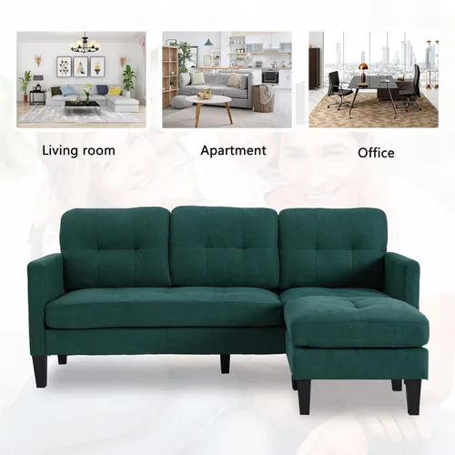 Vista 6 de Sofá modular convertible, sofá en forma de L, moderno juego de sofá de 3 asientos con diván reversible para sala de estar pequeña, apartamento