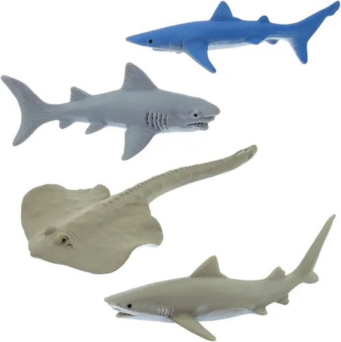 Vista 4 de Safari Ltd. Sharks TOOB - 11 mini figuras pintadas a mano incluyendo gran tiburón ballena, tiburón tigre, martillo, Mako y más - Figuras de juguete