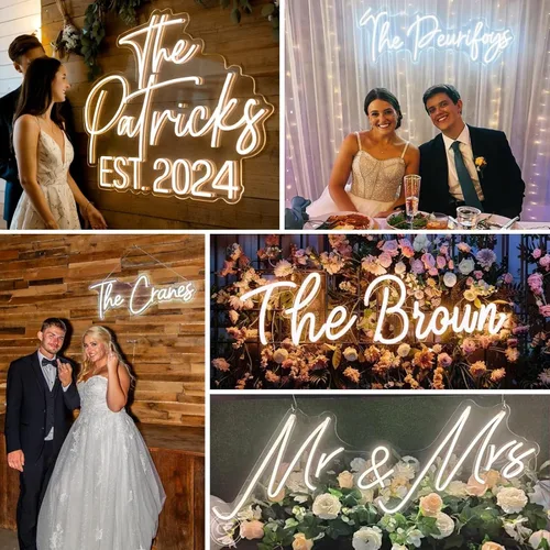 Vista 2 de Letreros de neón personalizados para decoración de pared, letrero de neón personalizado grande con atenuador, letrero luminoso personalizado, regalo