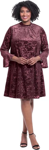 Vista 5 de London Times Vestido trapecio de manga larga con cuello alto para mujer