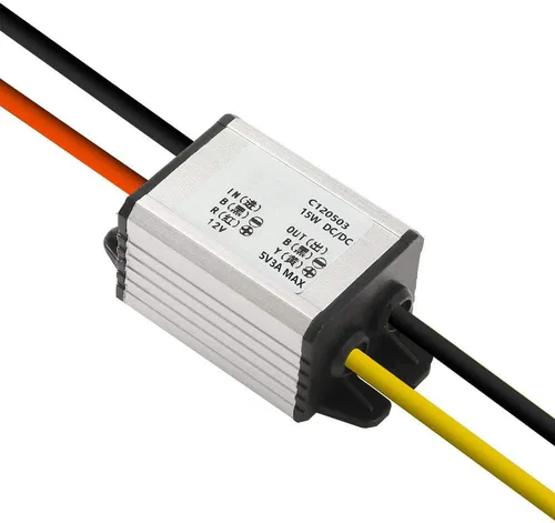Vista 2 de Convertidor de 12 V a 5 V CC Voltaje de alimentación para automóvil, impermeable DC 6.3-22V 12V reductor a 5V 3A 15W Regulador de voltaje