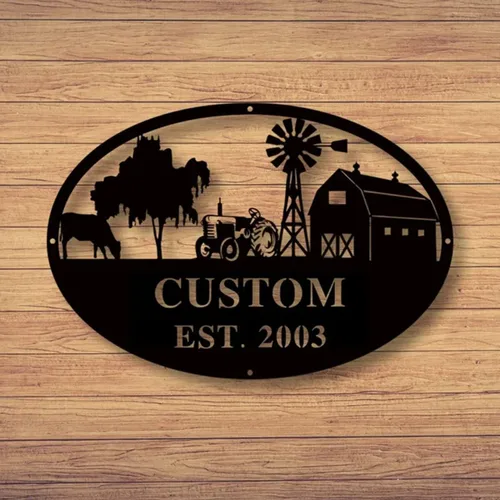 Vista 27 de Letrero de metal personalizado con nombre de camión, semirremolque, arte de pared para valla de garaje, patio, decoración al aire libre, letrero