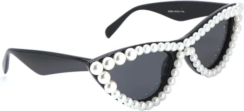 Vista 4 de Gafas de sol de ojo de gato con perlas para mujer, lindas gafas de moda