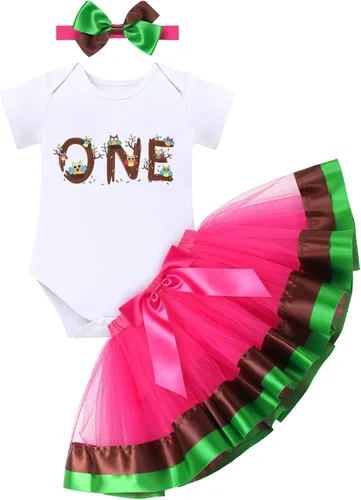 Vista 8 de ODASDO Conjunto de 3 piezas con temática de animla para bebé niña