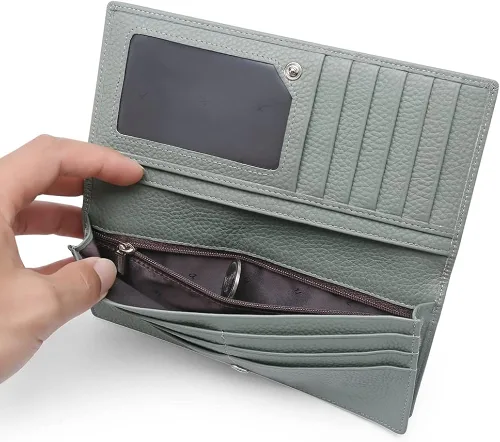 Vista 3 de GOIACII Carteras para mujer bloqueo RFID ultradelgadas cuero real tarjetero de crédito
