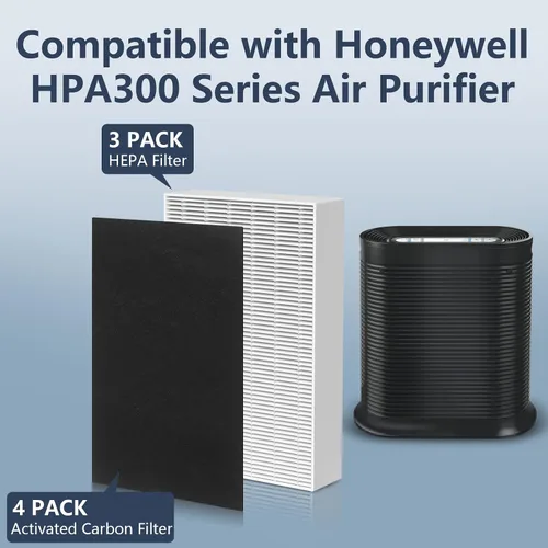 Vista 7 de Paquete de 3 filtros HEPA HPA300 de repuesto para purificadores de aire Honeywell serie HPA300 HPA300, HPA300VP, HPA304, HPA3300, reemplazo HRF-R3