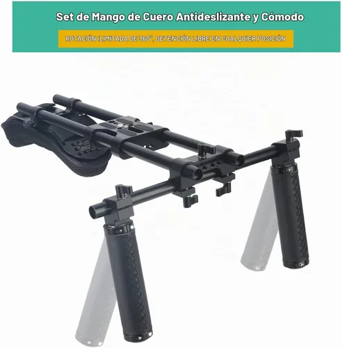 Vista 5 de NICEYRIG Sistema de soporte de almohadilla de hombro de 0.591 in para videocámara de cine de cámara DSLR, soporte de hombro con placa base, varilla
