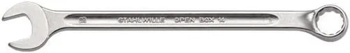 Vista 4 de Stahlwille 40100606 Llave combinada, caja abierta, larga, tamaño 0.236 in, ángulo final de anillo de 10 grados, hecha de acero de aleación de cromo