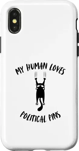 Vista 5 de iPhone 16 My Human Loves Political Pins - Cat Parent Hobby Lover Case