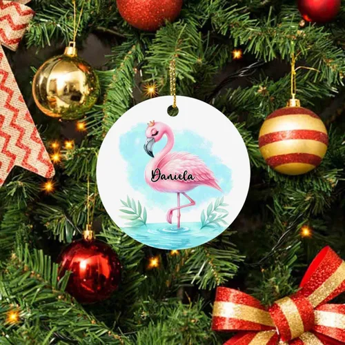 Vista 4 de Adorno de flamenco para la primera Navidad 2025, regalos personalizados de flamenco para los amantes del flamenco, adorno de flamenco de primera