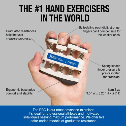 Vista 4 de Prohands PRO Ejercicio de Mano, Ejercitador de Dedos (Fortalecedor de Agarre de Mano), con Resorte, Sistema de Pistón de Dedos, Aislamiento