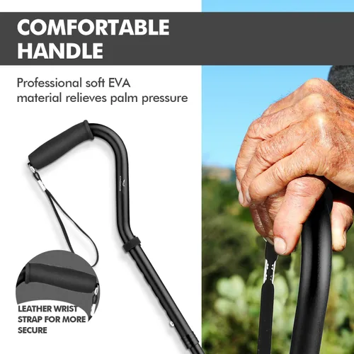 Vista 4 de KINGGEAR F1 Bastón de caminar, bastón para mujeres y hombres, andadores que se mantienen de pie para personas mayores con correa para la muñeca