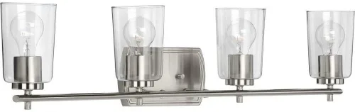 Vista 32 de Progress Lighting Adley Collection - Lámpara de tocador de baño tradicional con 3 luces, de cristal transparente, color negro mate, 7-5/8 x 23 Mate
