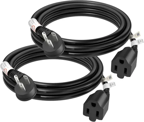 Vista 11 de FIRMERST 1875W 6 pies 15A Cable de extensión de enchufe plano de perfil bajo 14 AWG negro, listado UL