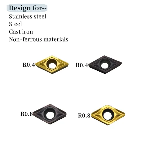 Vista 6 de DCMT21.51 DCMT21.52 DCMT070204 DCMT070208 Insertos de torneado de carburo 20pcs Indexable Carbide Inserts Multilayer Coated CNC Lathe Inserts for