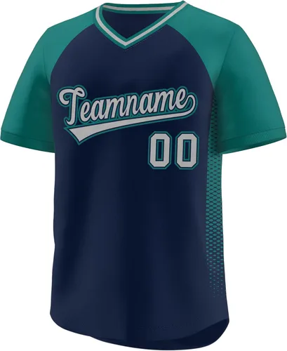 Vista 44 de Camiseta de béisbol personalizada con cuello en V para hombres, mujeres y jóvenes, camisetas de béisbol personalizadas con costuras o estampadas