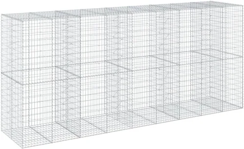 Vista 84 de vidaXL Cesta de gavión con tapa, 39.4 x 19.7 x 39.4 pulgadas, hierro galvanizado rectangular, resistente a la intemperie, montaje sin herramientas