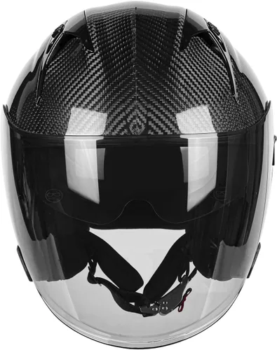 Vista 3 de Kaese Casco de motocicleta de fibra de carbono 3/4 con protector de doble lente, aprobado por DOT, protección facial ligera para hombres y mujeres
