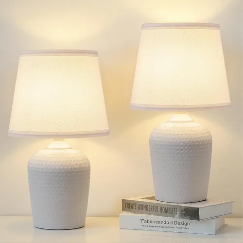 Vista 10 de Sucolite Juego de 2 lámparas de mesa pequeñas de 11.8 pulgadas, lámparas de mesita de noche para dormitorio, habitación de los niños, bonitas