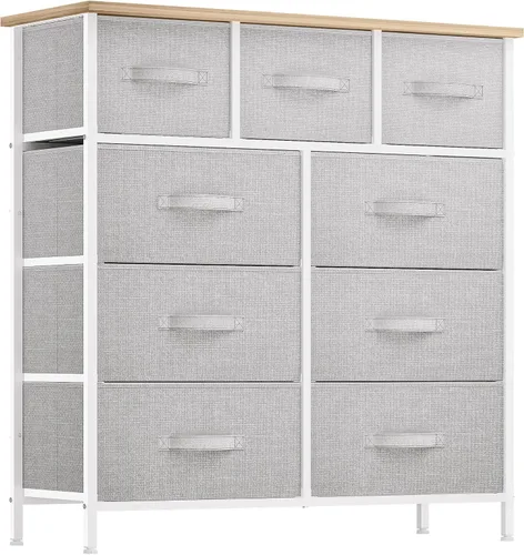 Vista 9 de YITAHOME Cómoda con 5 Cajones - Torre de Almacenamiento de Tela, Cómoda Negra y Cajonera, Unidad Organizadora para Dormitorio Negro ceniza gris