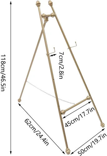Vista 5 de 2 caballetes de 46 pulgadas de alto para exhibición, soporte de caballete portátil para exhibición decorativa, ángulo de visualización ajustable