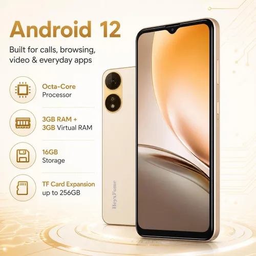 Vista 9 de Teléfonos Android desbloqueados para T-Mobile, teléfono Android 12 (2025), 3+16GB/256GB TF Octa Core, teléfonos desbloqueados con doble SIM