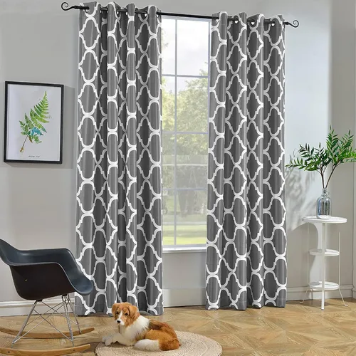 Vista 54 de Melodieux - Cortina opaca con aislamiento térmico y ojales, de estilo marroquí, 100 x 84 pulgadas, color gris (1 panel)