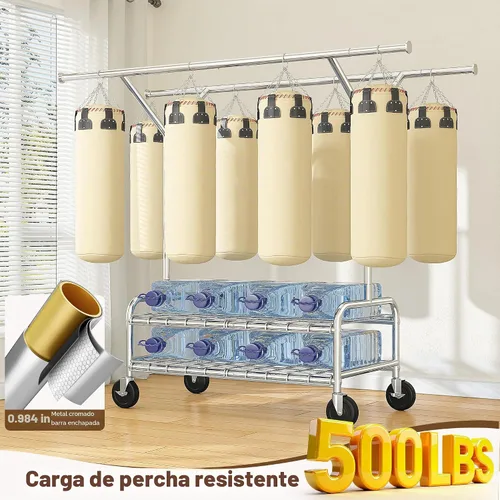 Vista 7 de Raybee - Perchero de metal resistente para ropa de 500 libras con ruedas