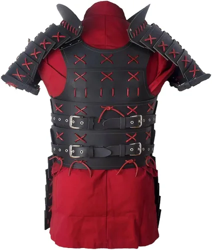 Vista 2 de Armadura de cuero medieval Samurai - Armadura de cuero para LARP y Cosplay
