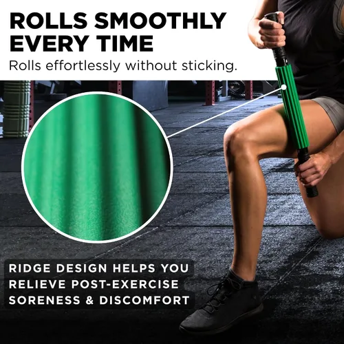 Vista 5 de THERABAND Rodillo Masajeador +, Palo Portátil de Rodamiento Muscular con Mangos Retráctiles para Liberación Miofascial Propia, Masaje de Tejido