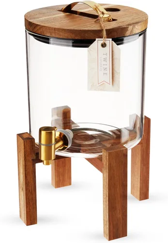 Vista 10 de Twine Dispensador doble de bebidas al aire libre, dispensador de espita de bebidas, dispensador de cóctel para fiestas con soporte de bebida