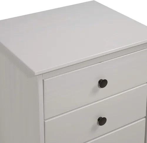 Vista 13 de Walker Edison Myron Modern - Juego de 2 mesitas de noche de madera maciza de 3 cajones, 2 unidades, color caramelo Blanco
