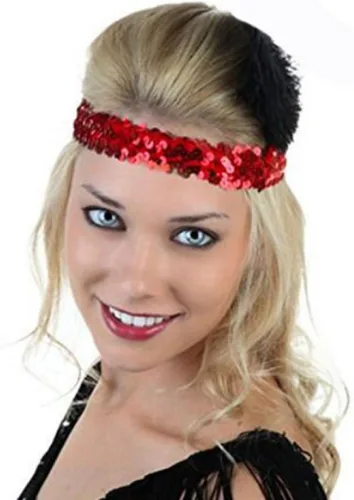 Vista 2 de Kenz Laurenz Diademas elásticas de lentejuelas para niñas, niños y mujeres, flapper rugiendo años 20, Great Gatsby de los años 20, banda