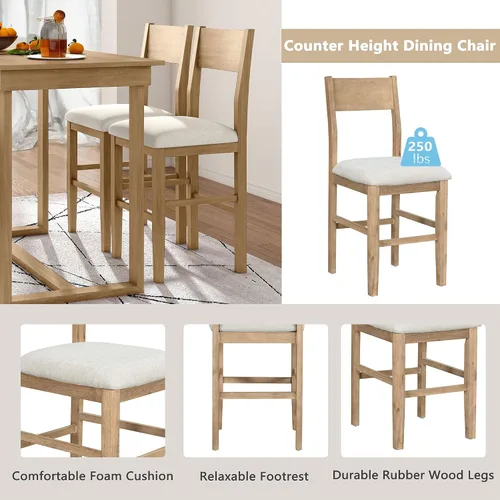 Vista 3 de Harper & Bright Designs Juego de mesa de comedor de 5 piezas con mesa de comedor rectangular y 4 sillas de comedor, juego de muebles de cocina