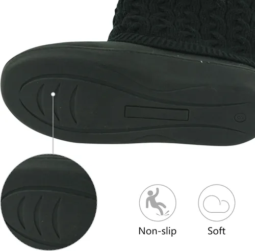 Vista 3 de Pantuflas de casa para mujer, cálidas, suaves, de forro polar, botas de interior, suela de goma antideslizante