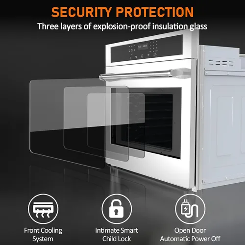 Vista 3 de LinTimes Acero inoxidable 30 "Control táctil Horno incorporado HEW3001 - Cajón de microondas, Encimera de microondas, Horno de panel táctil