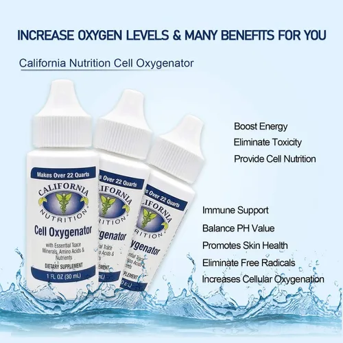 Vista 2 de Cell Oxygenator - Botella de 1 onza líquida (paquete de 10), concentrado de alimentos celulares con gotas de agua de oxígeno líquido, suplemento