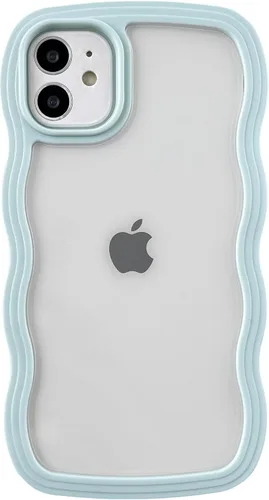 Vista 12 de Caseative Funda para iPhone 11, color negro Forma de marco de onda rizada linda a prueba de golpes suave