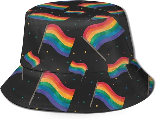 Vista 10 de Sombrero de pescador del orgullo LGBT del arco iris, sombrero de pescador del orgullo gay, sombreros de protección solar UV de la moda