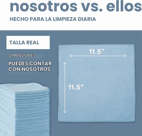 Vista 8 de S&T INC. Paquete de 50 paños de limpieza de microfibra, toallas de microfibra a granel para el hogar, toallas de tela reutilizables y sin pelusa